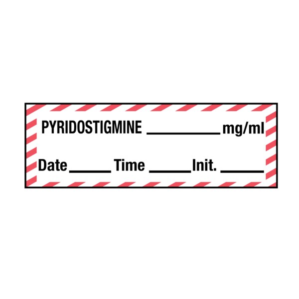 Tape, Pyridostigmine 1/2" x 500" White w/Red stripes & Black